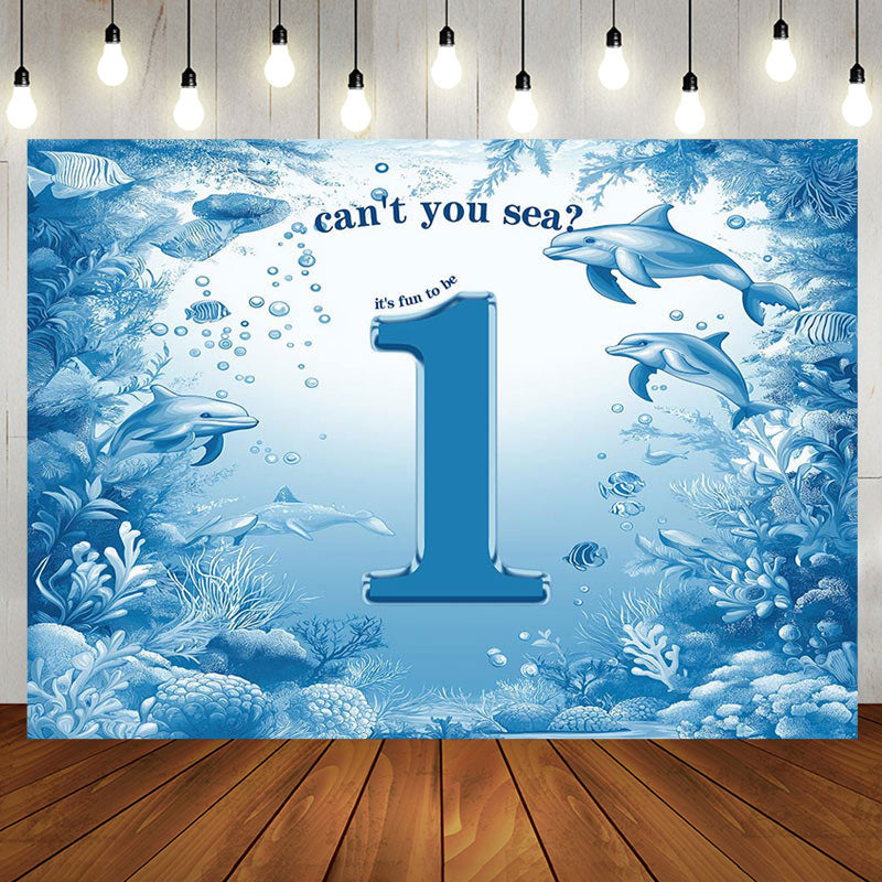 Aperturee - Aperturee Cant You Sea Undersea Dolphins 1st Birthday Backdrop