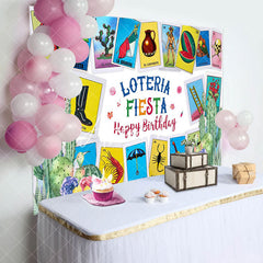 Aperturee - Aperturee Card Game Loteria Fiesta Happy Birthday Backdrop