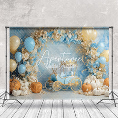 Aperturee - Aperturee Carriage Balloons Floral Pumpkin Cake Smash Backdrop