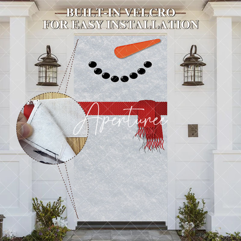 Aperturee - Aperturee Carrot Nose Snowman Red Scarf Christmas Door Cover