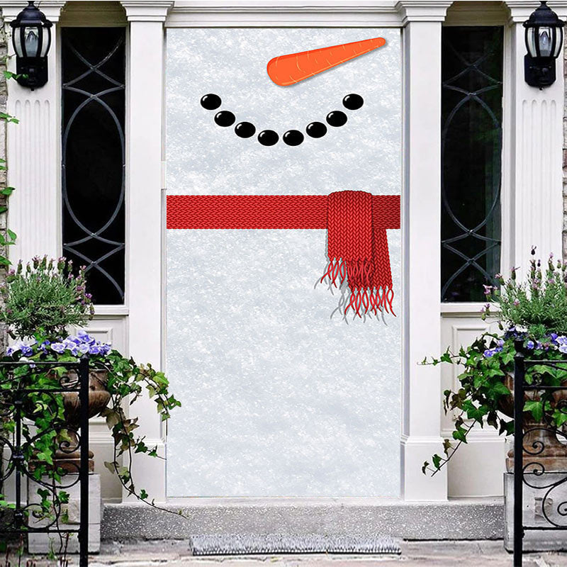 Aperturee - Aperturee Carrot Nose Snowman Red Scarf Christmas Door Cover