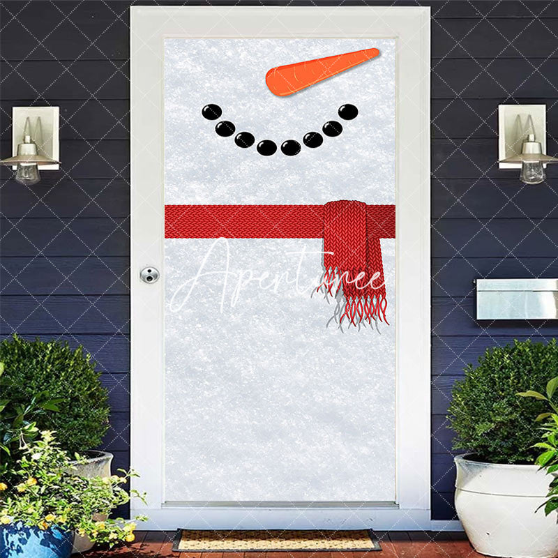 Aperturee - Aperturee Carrot Nose Snowman Red Scarf Christmas Door Cover