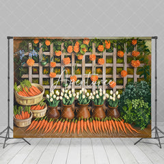 Aperturee - Aperturee Carrots Floral Greenery Rural Spring Photo Backdrop