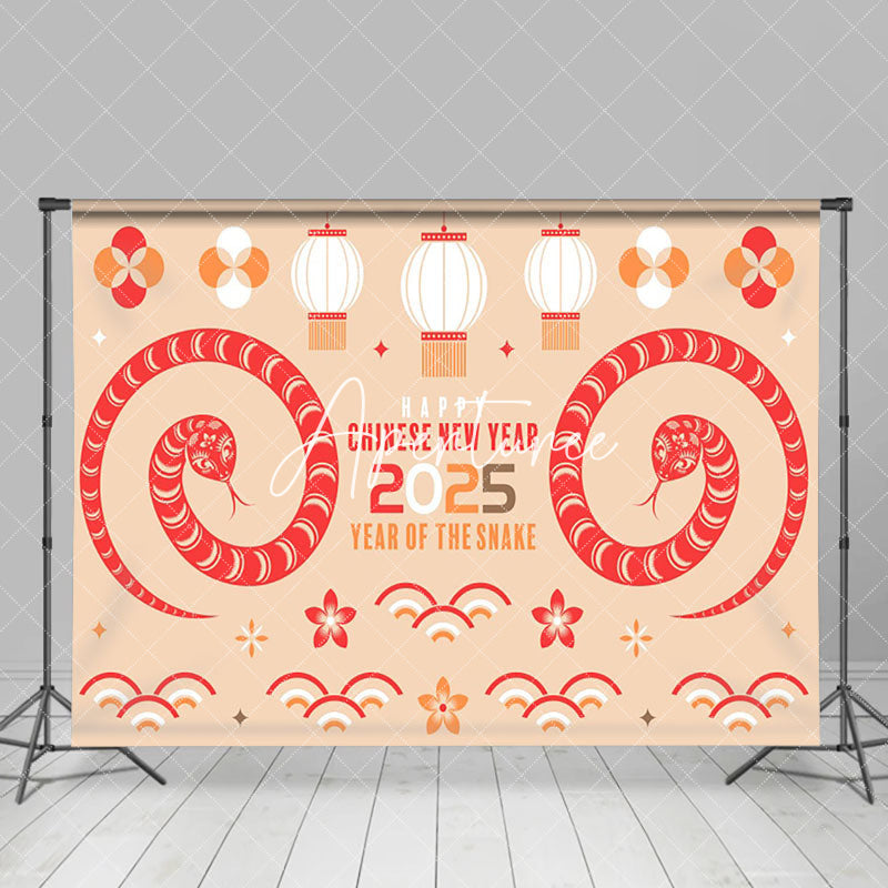 Aperturee - Aperturee Cartoon Cute Fresh Snake Chinese New Year Backdrop