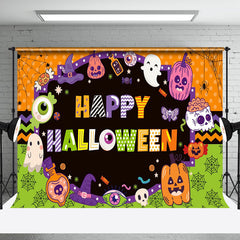 Aperturee - Aperturee Cartoon Cute Halloween Spider Web Holiday Backdrop