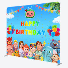 Aperturee - Aperturee Cartoon Family Fabric Backdrop Cover for Birthday Party