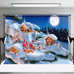 Aperturee - Aperturee Cartoon Lilliput Snowy House Merry Christmas Backdrop