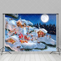 Aperturee - Aperturee Cartoon Lilliput Snowy House Merry Christmas Backdrop