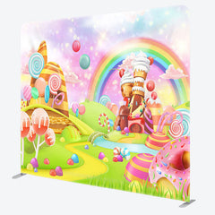 Aperturee - Aperturee Cartoon Rainbow Candy Fabric Backdrop Cover for Birthday