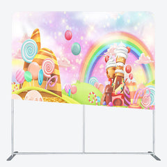 Aperturee - Aperturee Cartoon Rainbow Candy Fabric Backdrop Cover for Birthday