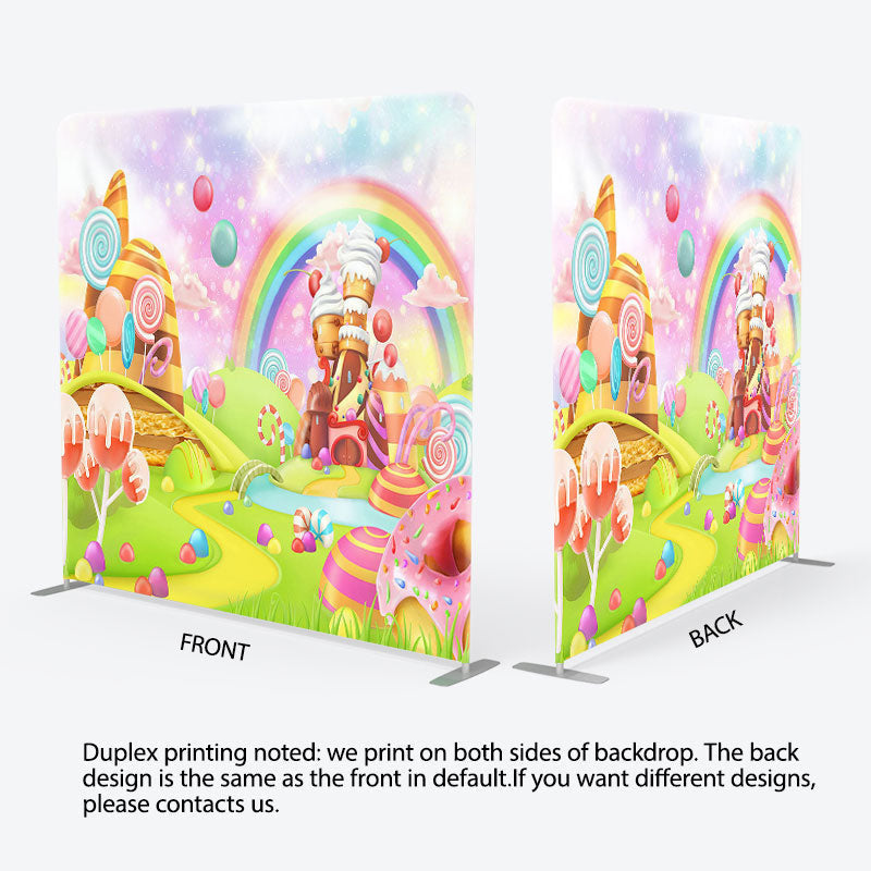 Aperturee - Aperturee Cartoon Rainbow Candy Fabric Backdrop Cover for Birthday