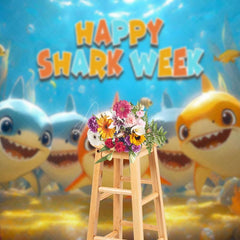 Aperturee - Aperturee Cartoon Undersea World Happy Shark Week Backdrop