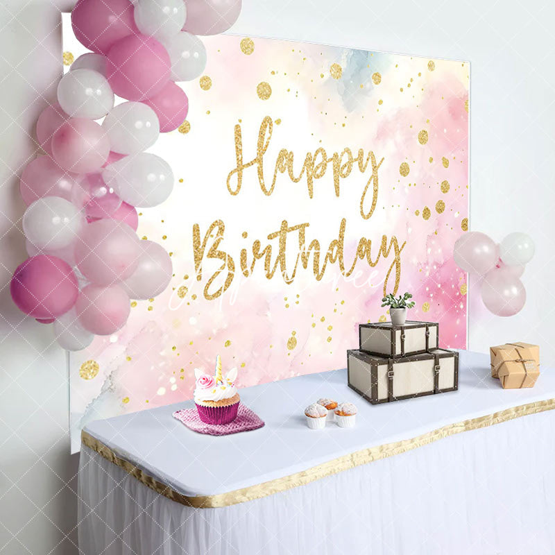 Aperturee - Aperturee Celebratory Watercolor Sky Golden Birthday Backdrop