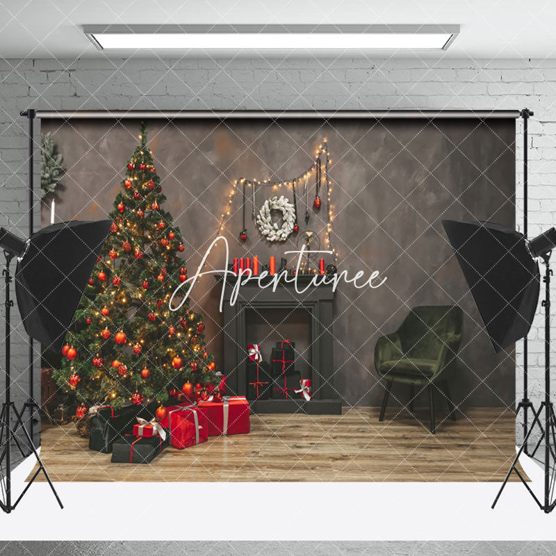 Aperturee - Aperturee Cement Wall Led Light Fireplace Christmas Backdrop