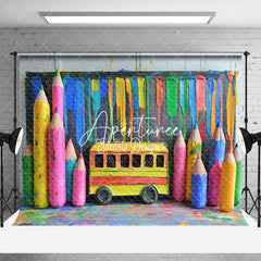 Aperturee - Aperturee Chalkboard Colorful Pens Back To School Studio Backdrop