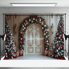 Aperturee - Aperturee Champagne Door Baubles Christmas Photography Backdrop