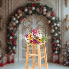 Aperturee - Aperturee Champagne Door Baubles Christmas Photography Backdrop