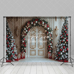 Aperturee - Aperturee Champagne Door Baubles Christmas Photography Backdrop