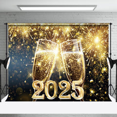 Aperturee - Aperturee Champagne Glass Golden Sparkle 2025 New Year Backdrop