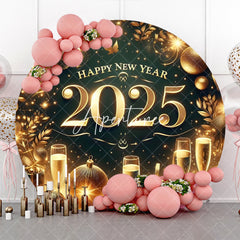 Aperturee - Aperturee Champagne Shiny New Year 2025 Round Party Backdrop