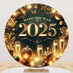 Aperturee - Aperturee Champagne Shiny New Year 2025 Round Party Backdrop