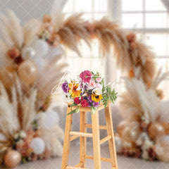 Aperturee - Aperturee Charm Hay Balloon Archway Natural Palette Backdrop