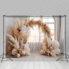 Aperturee - Aperturee Charm Hay Balloon Archway Natural Palette Backdrop