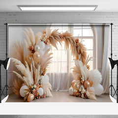 Aperturee - Aperturee Charm Hay Balloon Archway Natural Palette Backdrop