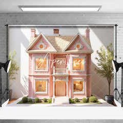 Aperturee - Aperturee Charm Pink House Model Garden Path Sunlit Backdrop