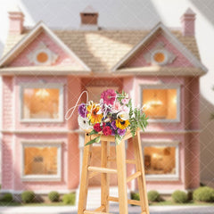 Aperturee - Aperturee Charm Pink House Model Garden Path Sunlit Backdrop