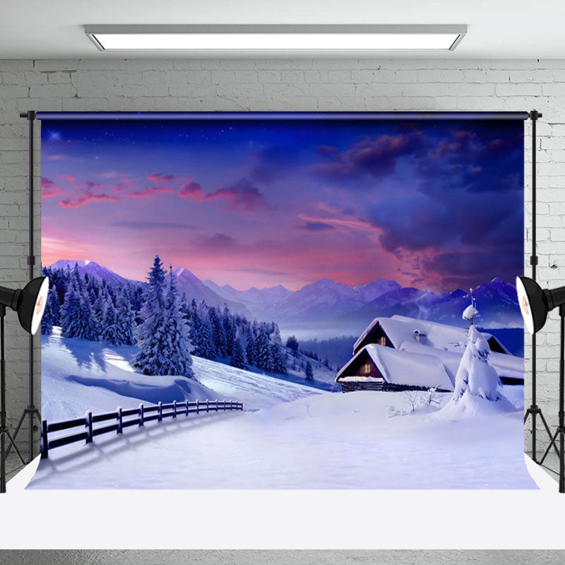 Aperturee - Aperturee Charming Winter Wonderlands Cabin Scene Backdrop