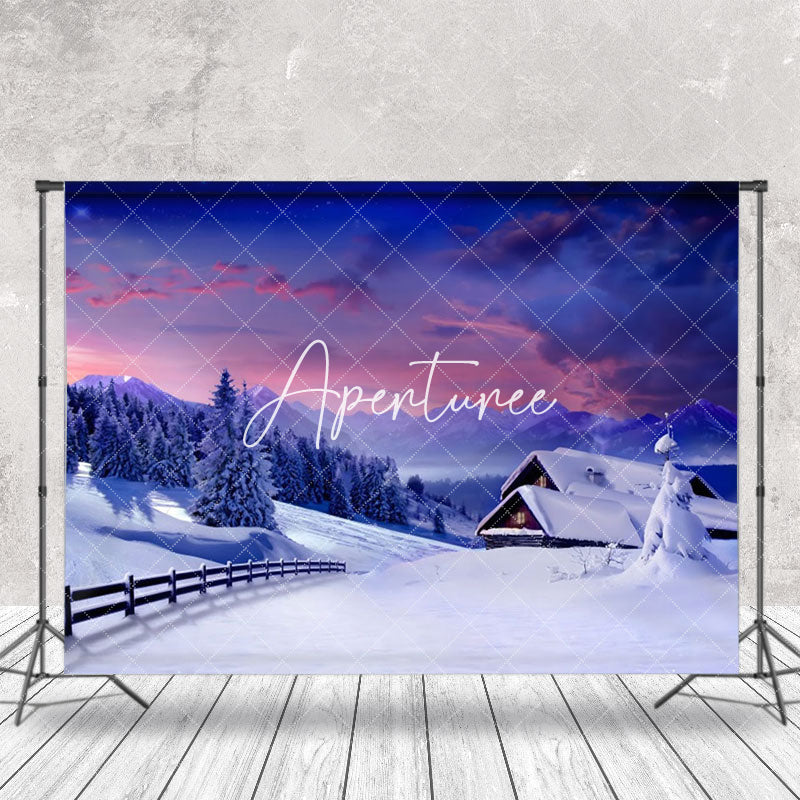 Aperturee - Aperturee Charming Winter Wonderlands Cabin Scene Backdrop