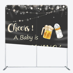 Aperturee - Aperturee Cheers A Baby Is Brewing Fabric Backdrop Cover for Baby Shower