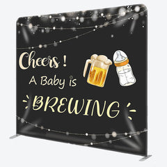 Aperturee - Aperturee Cheers A Baby Is Brewing Fabric Backdrop Cover for Baby Shower