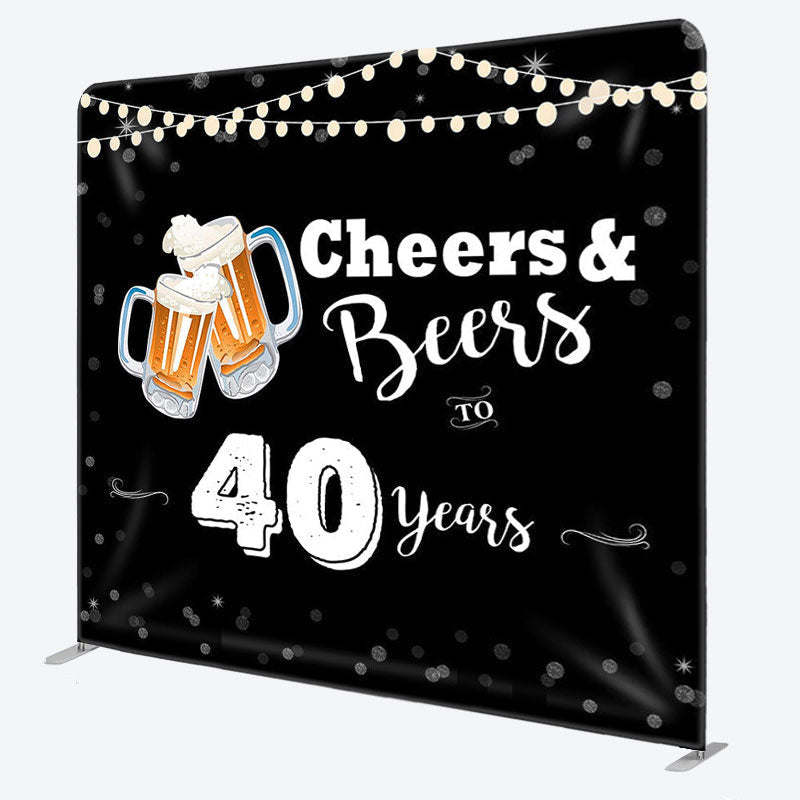 Aperturee - Aperturee Cheers And Beers Fabric Backdrop Cover for Birthday