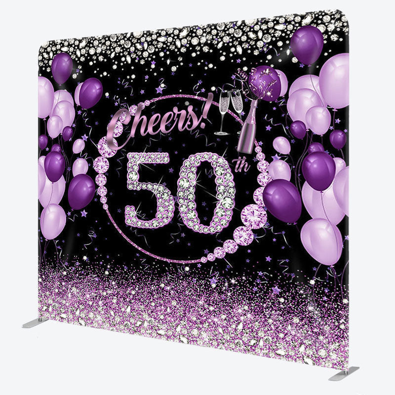 Aperturee - Aperturee Cheers To 50Th Fabric Backdrop Cover for Birthday