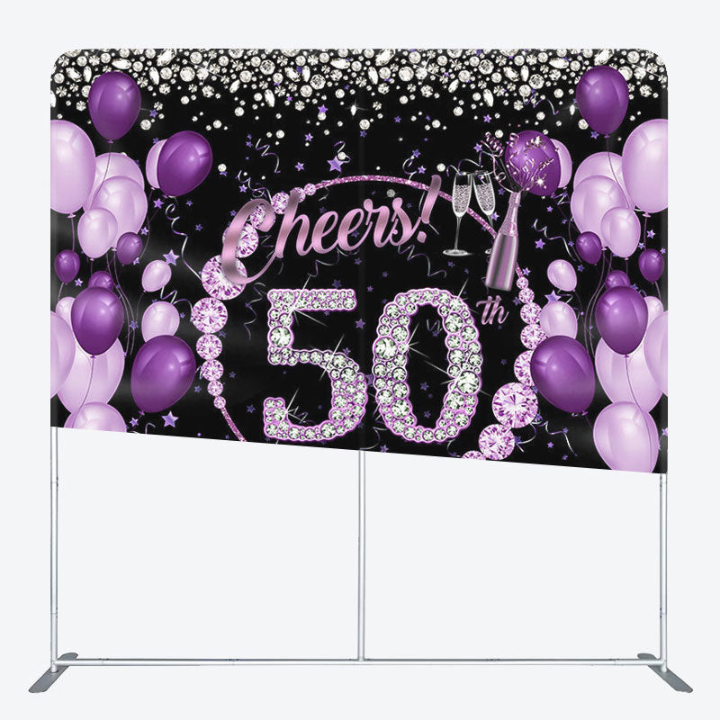 Aperturee - Aperturee Cheers To 50Th Fabric Backdrop Cover for Birthday