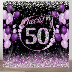 Aperturee - Aperturee Cheers To 50Th Fabric Backdrop Cover for Birthday