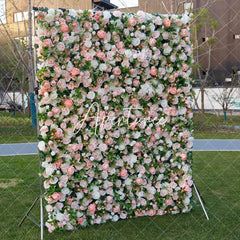 Aperturee - Aperturee Chic Pink White Birthday Party Decor 3D Flower Wall