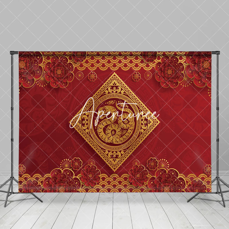 Aperturee - Aperturee Chinese Papercutting Floral Snake New Year Backdrop