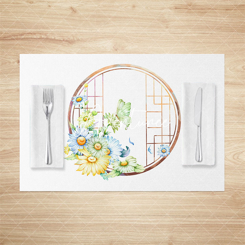 Aperturee - Aperturee Chinese Spring Flowers Window Set Of 4 Placemats