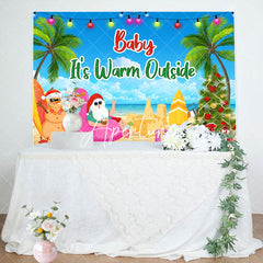 Aperturee - Aperturee Christmas Baby Is Warm Outside Baby Shower Backdrop