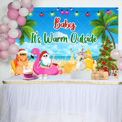 Aperturee - Aperturee Christmas Baby Is Warm Outside Baby Shower Backdrop