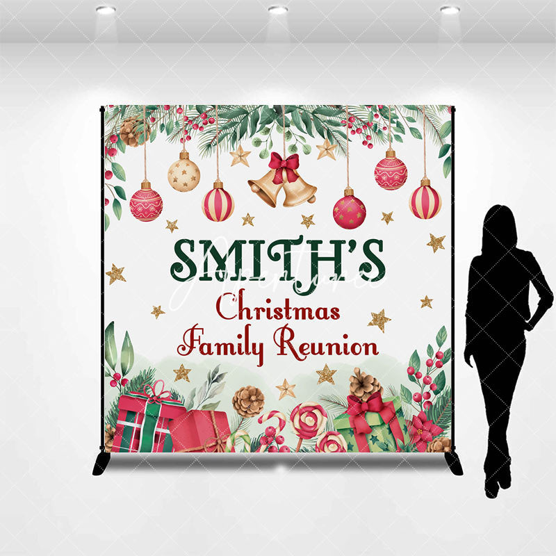 Aperturee - Aperturee Christmas Bells Gifts Custom Family Reunion Backdrop