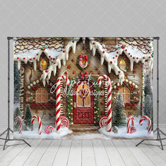 Aperturee - Aperturee Christmas Candy Gingerbread Home Wonderland Backdrop