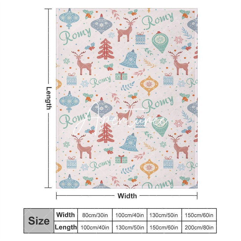 Aperturee - Aperturee Christmas Cartoon Pattern Customized Name Blanket