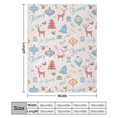 Aperturee - Aperturee Christmas Cartoon Pattern Customized Name Blanket