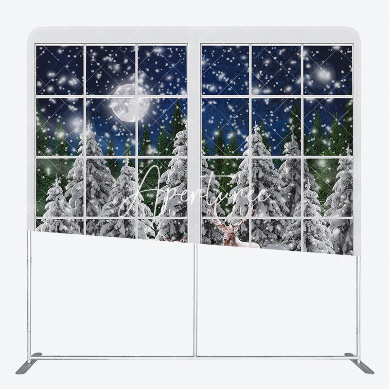 Aperturee - Aperturee Christmas Elk In Forest Window Pillow Case Backdrop