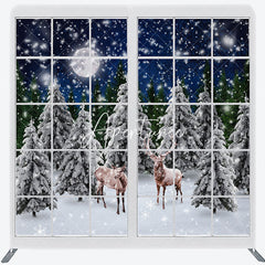 Aperturee - Aperturee Christmas Elk In Forest Window Pillow Case Backdrop