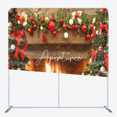 Aperturee - Aperturee Christmas Fireplace Double-Sided Square Backdrop